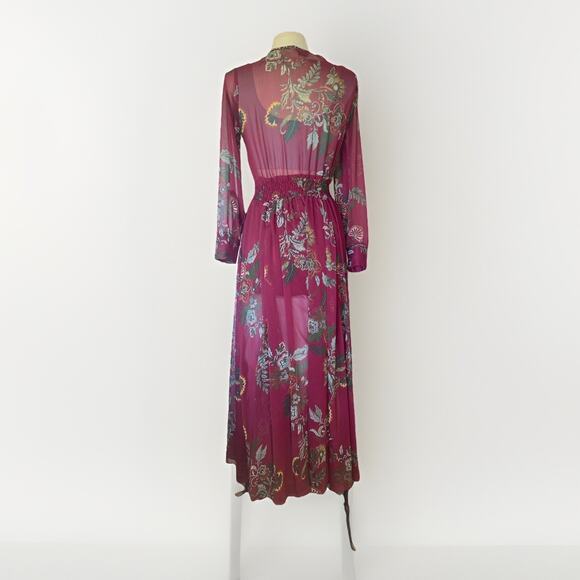 Kate & Lily Boho Tiered Maxi Dress Floral Stretch Flowy Long Sleeve Size 6 EUC - Picture 3 of 13